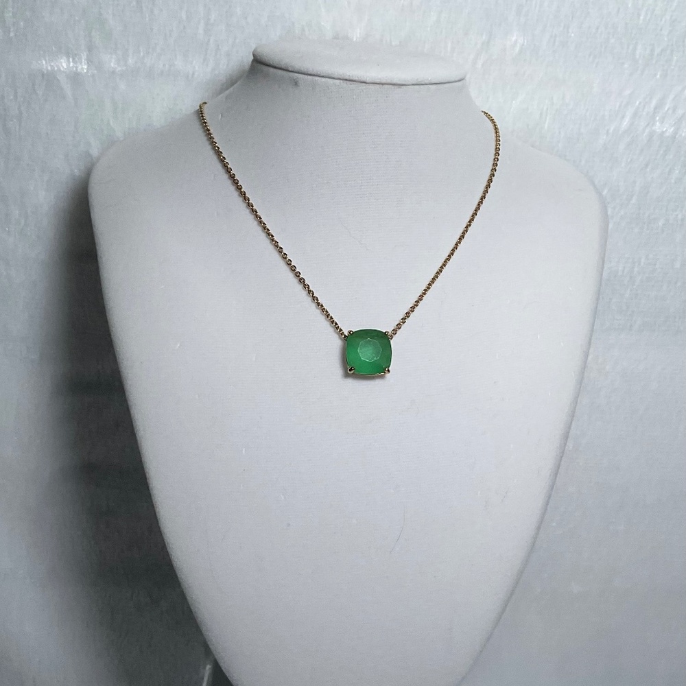 Kate Spade Cause a Stir Mini Pendant Necklace Gold Plated in Beryl Green